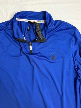Spyder Active Quarter Zip Pullover Mens XL Blue Athletic ProWeb Stretch Top